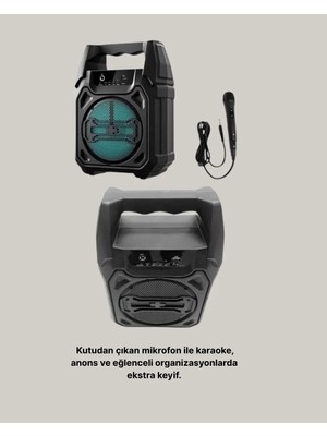 15W Güçlü Ses Çıkışlı Bluetooth Hoparlör Fm Radyo ve Mikrofon Destekli