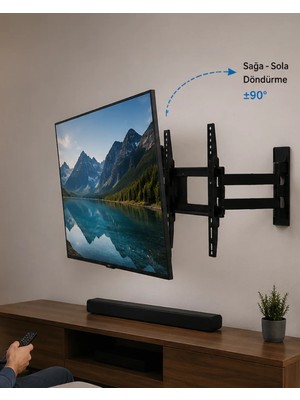 LCD LED Tv Duvar Aparatı Çift Kollu Hareketli Askı Sistemi