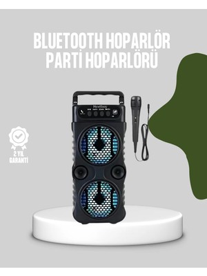 Bluetooth Bağlantılı LED Işıklı Taşınabilir Hoparlör – 1200 Mah Şarjlı, Fm Radyolu