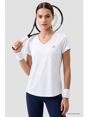 Tommy Life Beyaz Basic Kısa Kol Standart Kalıp V Yaka Kadın T-Shirt - 97145