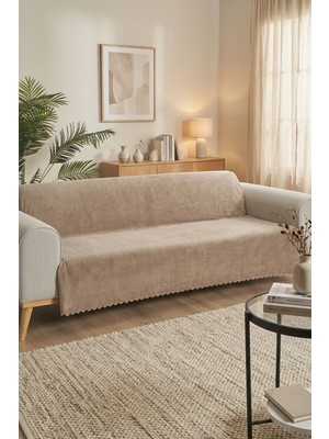 Vivanni Home Noktalı Desenli Bambu Koltuk Örtüsü Kaymaz Tabanlı Leke Tutmaz Yıkanabilir