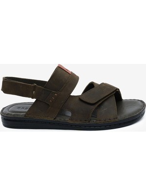 Greyder Erkek Haki Hakiki Deri Sandalet 6Y1FS67856