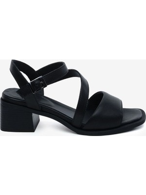Greyder Kadın Siyah Hakiki Deri Topuklu Sandalet 6Y2CS32480
