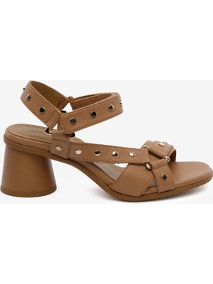 Greyder Kadın Taba Hakiki Deri Topuklu Sandalet 6Y2PS34490