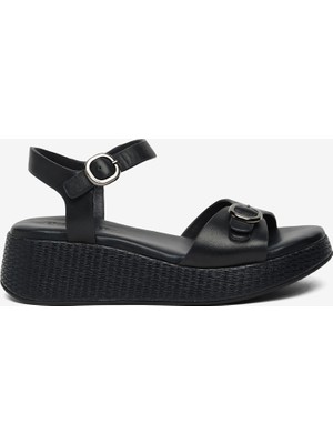 Greyder Kadın Siyah Hakiki Deri Comfort Sandalet 6Y2CS35860