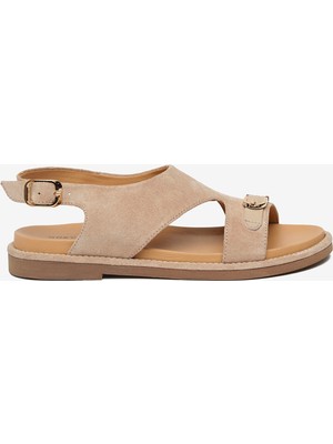 Greyder Kadın Bej Süet Hakiki Deri Sandalet 6Y2WS59399