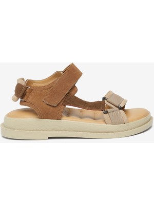 Greyder Kadın Bej Taba Süet Hakiki Deri Spor Sandalet 6Y2TS57808