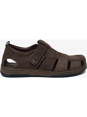 Greyder Erkek Kahverengi Nubuk Hakiki Deri Sandalet 6Y1CS64806