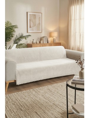 Vivanni Home Noktalı Desenli Bambu Koltuk Örtüsü Kaymaz Tabanlı Leke Tutmaz Yıkanabilir