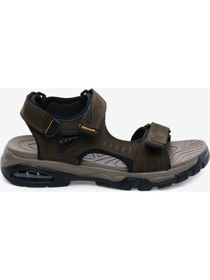 Greyder Erkek Haki Hakiki Deri Sandalet 6Y1CS14522