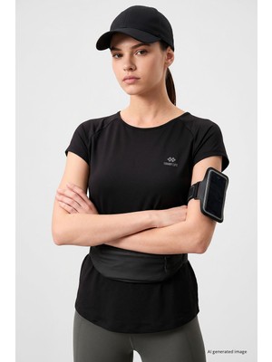 Tommy Life Siyah Sırt Pencereli Kısa Kol Standart Kalıp O Yaka Kadın T-Shirt - 97101