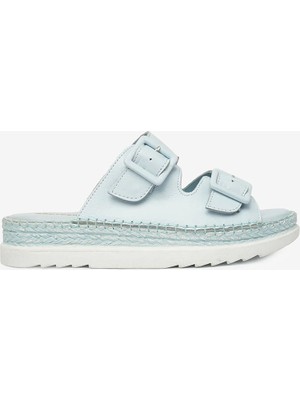 Greyder Kadın Bebe Mavi Hakiki Deri Comfort Terlik 6Y2TT50757