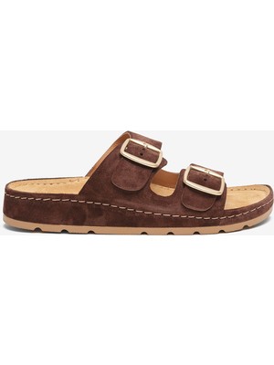 Greyder Kadın Kahverengi Süet Hakiki Deri Terlik 6Y2CT59234