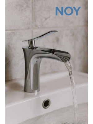 NOY Lavabo Bataryası Krom Tek Kollu Su Tasarruflu Musluk Şelale Model Şık Tasarım