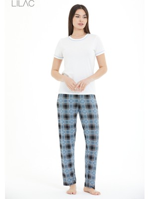 Lilac Ekose Desenli Pijama Takımı