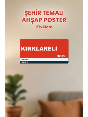 212toyzz Kırklareli 39 Dekoratif Şehir Plaka Retro Tablo Mdf Ahşap Tablo Sokak Tabelası Hediyelik 27X13CM