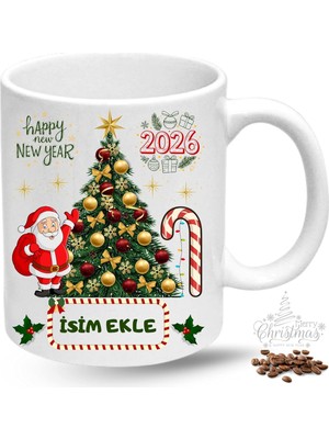 Yılbaşı Hediyesi Christmas Çam Ağacı Isimli Baskılı Porselen Kupa Bardak