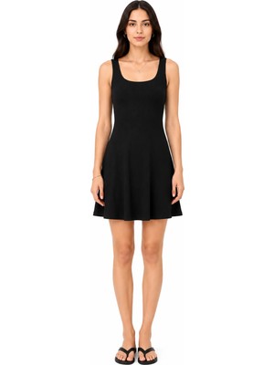 Moda Fitilli Askılı Kloş Mini Elbise