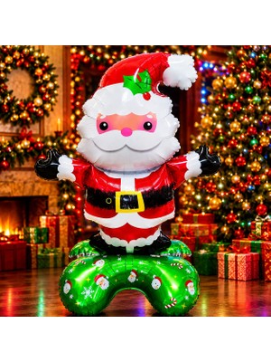 Kuzey Oyuncak 150 cm Santa Claus New Year\'s Balloon Dev Noel Baba Folyo Balon Vitrin Yılbaşı Ağacı Yılbaşı Balonu