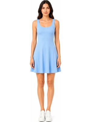 Moda Fitilli Askılı Kloş Mini Elbise