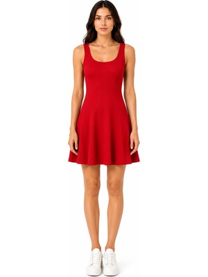 Moda Fitilli Askılı Kloş Mini Elbise