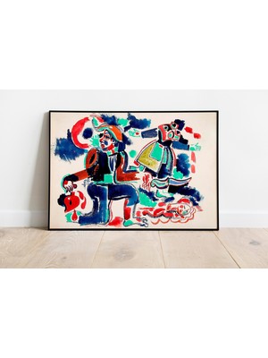 Pegziz Güç, Aşk ve Öfke Tablosu | Modernist Avangart Sanat Çerçeveli Duvar Dekoru