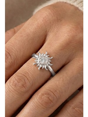 Aurrari Silver Zirkon Taşlı Güneş Yüzük Ayarlanabilir