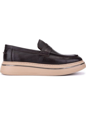 Tamer Tanca Erkek Hakiki Deri Kahverengi Loafer Ayakkabı 870 600 Erk Ayk SK26-27 Kahve Dr