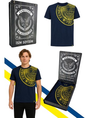 Fenerbahçe Erkek Trıbun Halftone Logolu Tshırt Kişie Özel Lazer Kutu Hediyeli