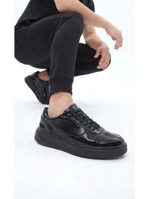 Zerenyus ZRK-X9 Yüksek Kalite Kalın Taban Siyah Rugan Force Erkek Sneaker