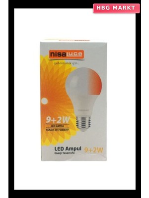 HBG Markt Nisaluce EAMP-074/BK 9+2W E27 Beyaz-Kırmızı LED Ampul (5647)