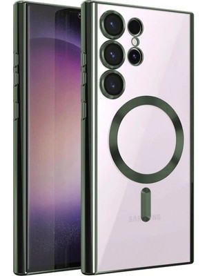 Magicool Samsung Galaxy S22 Ultra Kılıf Kross Magneticsafe Kapak - Koyu Yeşil