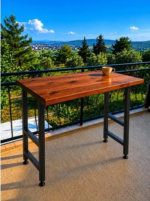 Kumsal Concept Masif Bar Masası 85 cm Yüksek Metal Profil Ayaklı Mutfak Yemek Kafe Bistro Çalışma 40X50