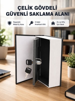 Aslanoğlu Store Mey Ithalat® Anahtarlı Gizli Kitap Kasa – Metal Iç Yapı, Kamuflajlı Sözlük Tasarım