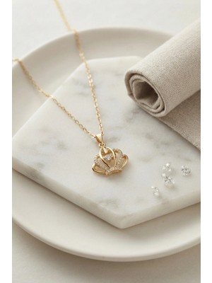 Aslanoğlu Store Mey Ithalat® 316L Çelik Zincir Gold Renk Crown Model Kolye