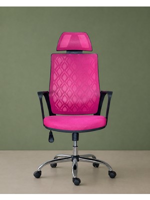 Trendcore Ergonomik Fileli Yönetici Ofis Koltuğu Başlıklı Çalışma Koltuğu Bilgisayar Koltuğu Home Office Koltuğu Pembe