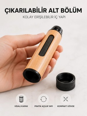 Aslanoğlu Store Mey Ithalat® Kokusuz Dumansız Taşınabilir Cep Küllüğü 3 Uçlu Kompakt Ahşap Görünümlü Tasarım
