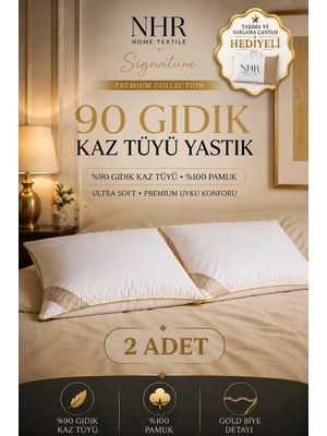 Nhr Home  Kaz Tüyü Dolgulu, %90 Gıdık Antibakteriyel, Uyku Yastığı / 50 x 70 1000GR / 2 Adet