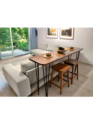 Kumsal Concept %100 Masif Bar Masası | Mutfak Adası, Kahve Köşesi, Yemek Masası, Oturma Odası Bistro 120X40