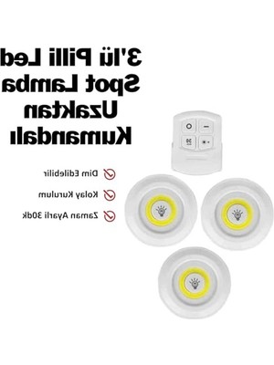 Odea Uzaktan Kumandalı 3'lü Beyaz LED Lamba Seti, Kablosuz Aydınlatma