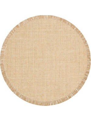 Eko Halı Brooklyn BRK 01 Beige Bej Kaymaz Hasır Dokuma Yuvarlak Kilim