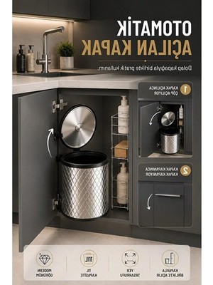 Odea 11 Litre Metal Çöp Kovası - Tezgah Altı Uyumlu Krom Tasarım