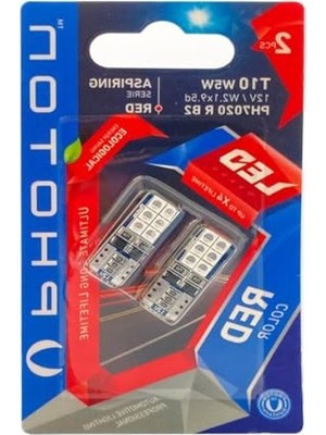 Odea Kırmızı LED T10 W5W Ampul, 2'li Blister Paket