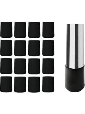 Odea 16 Adet Siyah Sandalye Profil Ayak Pabucu, Çap 21 mm