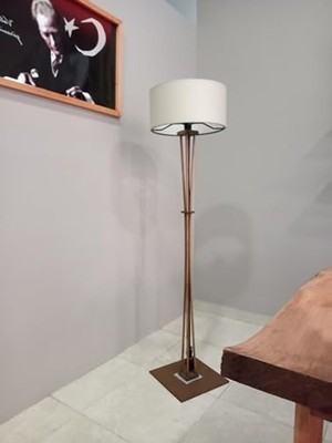Odea Ahşap Lambader Köşe Lambası Bohem Ceviz Krem