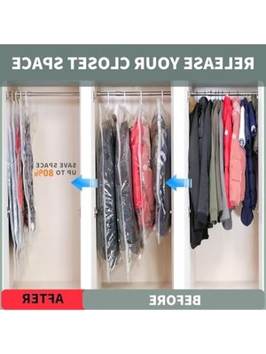 Odea 3'lü Askılı Vakumlu Elbise Torbası, Dolap Düzenleyici