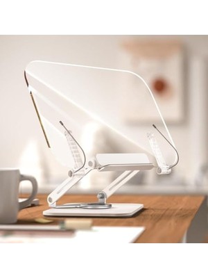 Odea 360° Döner Tablet ve Kitap Okuma Standı, Ayarlanabilir Masaüstü Desteği, Alüminyum
