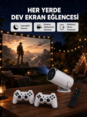Wi-Fi 6 ve Bluetooth 5.0 Destekli 4K Akıllı Projeksiyon Cihazı Yeni Nesil - Lisinya