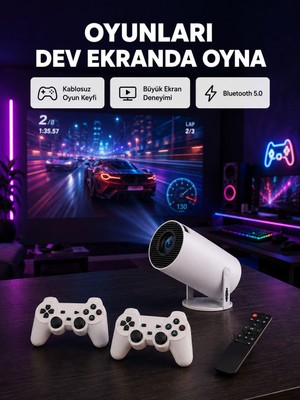 4K Wi-Fi 6 Projeksiyon Cihazı – 10.000+ Oyun Desteği, Kablosuz Bağlantı ve Çoklu Giriş Portları Yeni Nesil - Lisinya