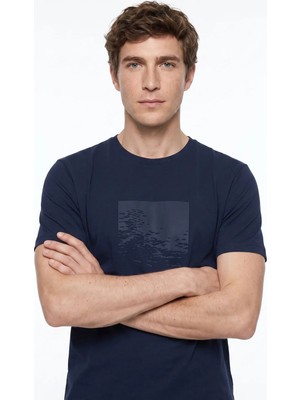 Altınyıldız Classics Lacivert Erkek Bisiklet Yaka Slim Fit Desenli T-Shirt ACE091262928